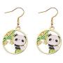 WSNANG Panda Earrings Panda Bear Eating Bamboo Leaf Dangle Earrings for Women Girls Panda Lover Gift