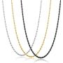 Jstyle 3Pcs 3MM Stainless Steel Twist Rope Chain Necklace for Men Women Silver/Gold/Black Tone,16-30 Inches