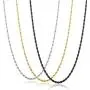 Jstyle 3Pcs 3MM Stainless Steel Twist Rope Chain Necklace for Men Women Silver/Gold/Black Tone,16-30 Inches