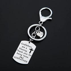 SEIRAA Godfathers are A Blessing Keychain Baptism Gift Christening Jewelry Gift for Godfather Religious Jewelry