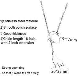 Crescent Moon Wolf Lariat Y Necklace Wolf Howling at The Moon Necklace