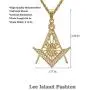 Lee Island Fashion 24K Gold Plated CZ Fully Iced-Out Freemason Pendant Stainless Steel Necklace, 24 inch Chain Jewelry