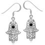 Silvershake 925 Sterling Silver Evil Eye On Hamsa Hand Dangle Hook Earrings Protective Symbol Jewelry for Women