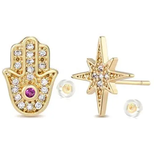 MYEARS Women CZ Stud Earrings Gold Diamond Cubic Zirconia Asymmetry 14K Gold Filled Tiny Boho Beach Simple Delicate Handmade Hypoallergenic Jewelry Gift MYEARS Women CZ Stud Earrings Gold Diamond Cubic Zirconia Asymmetry 14K Gold Filled Tiny Boho Beach Simple Delicate Handmade Hypoallergenic Jewelry Gift