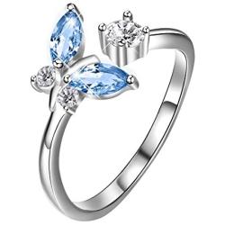 AOBOCO Sterling Silver Butterfly Series Ring, Anniversary Birthday Jewelry Gifts for Women Girls