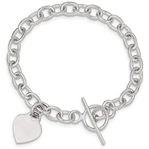 925 Sterling Silver Dangling Engraveable Heart Charm Bracelet 7.25 Inch Fine Jewelry For Women Gifts For Her