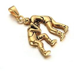 HIJONES Unisex Stainless Steel Wrestling Match Pendant Sport Necklace Gold/Silver