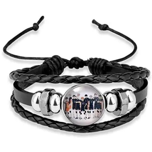 G-Ahora Anime Haikyuu Leather Wristband Braided Bracelet Cool Cosplay Wristband Bangle for Men Women G-Ahora Anime Haikyuu Leather Wristband Braided Bracelet Cool Cosplay Wristband Bangle for Men Women