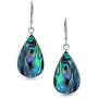 Large Shell Natural Genuine Gemstones Pear Shaped Teardrop Dangle Leverback Earrings For Women Teen 925 Sterling Silver