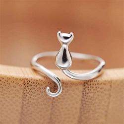 kelistom Vintage Silver Animal Open Ring, Adjustable Frog, Snake, Dragon, Cat Finger Ring for Women Men Teen Girls Boys Fashion Party Jewelry