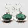 SilverStarJewel 925 Sterling Silver Cab Malachite Earrings 1.3'' 5.5 Grams Ladies Stone