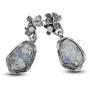 PZ Paz Creations 925 Sterling Silver Iridescent Roman Glass and Pearl Dangle Earrings