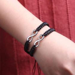 RAMESON 2Pcs Infinity Distance Couple Braided Handcrafted His and Hers Bracelet Adjustable Lovers Bracelet Forever Friend