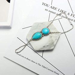 Olbye Turquoise Bracelet Silver Ring Bracelet Personalize Hand Chain Everyday Bracelet Jewelry for Women and Teen Girls