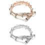 Finrezio 2 PCS Silver&Rose Gold Tone Multilayer Wrap Bracelets for Women Girls Leather Cuff Bracelets Fashion Boho Bead Charm Stackable Bracelets Set