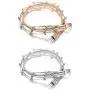 Finrezio 2 PCS Silver&Rose Gold Tone Multilayer Wrap Bracelets for Women Girls Leather Cuff Bracelets Fashion Boho Bead Charm Stackable Bracelets Set