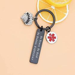 SEIRAA EMT Keychain Medical Technician Jewelry EMT Graduation Gift Paramedic Wife Keychain Inspirational Gift For Nurse Medical students