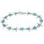 Honolulu Jewelry Company Sterling Silver Turtle and Flower Bracelet with Simulated Blue Opal