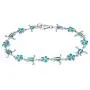 Honolulu Jewelry Company Sterling Silver Turtle and Flower Bracelet with Simulated Blue Opal