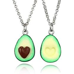 MJartoria BFF Necklaces for 2-Best Friend Necklaces Cute Avocado with Heart Friendship Necklaces Set of 2 (Avocado)