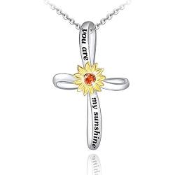 Distance Sunflower Necklace for Women S925 Sterling Silver You are My Sunshine Pendant Necklaces Jewelry Gifts for Women Girls Mom Wife