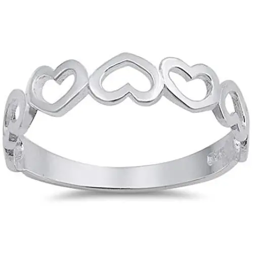 CloseoutWarehouse Plain Half Eternity Hearts Ring Sterling Silver 925 CloseoutWarehouse Plain Half Eternity Hearts Ring Sterling Silver 925