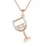 Wine Glass Pendant Necklace,Cubic Zircon Water Drop Cup Clavicle Necklace