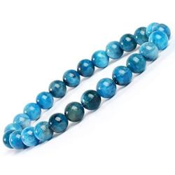 Natural Semi-Precious Gemstone Beaded Stretch Bracelet 8mm Round Beads Chakra Crystal Healing Jewelry for Women Men 7''