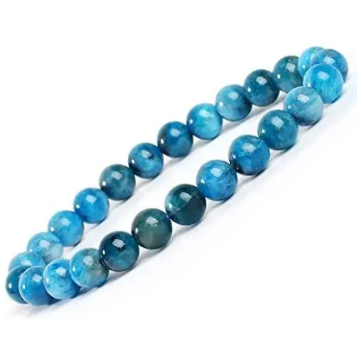 Natural Semi-Precious Gemstone Beaded Stretch Bracelet 8mm Round Beads Chakra Crystal Healing Jewelry for Women Men 7''