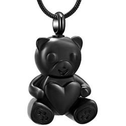 Stainless Steel Teddy Bear Pet Urn Ashes Pendant Memorial Ash Keepsake Cremation Jewelry Necklace