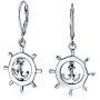Nautical Boat Ship Wheel Anchor Small Leverback Dangle Earrings For Women For Teen 925 Sterling Silver