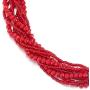 COOLSTEELANDBEYOND Red Statement Necklace Multi-Layer Beads Crystal Braided Chain Choker Collar Magnetic Clasp Party