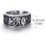 Elfasio Men Stainless Steel Rings Egyptian Eye of Horus Cross of Life Ankh Symbol Vintage Band Jewelry Size 8-13