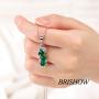 Brishow Fashion Wedding Bride Silver Pendant Necklace Chain Green Rhinestone Bean Pendant Necklaces Crystal Bridal Chains Jewelry Accessories for Women and Girls