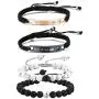 Cupimatch 2 Pairs Couple Matching Matte Agate White Howlite Beads Distance Bracelets Set, Stainless Steel Adjustable His and Her Bracelets Her King His Queen CZ Relationship Bangle Jewelry Cupimatch 2 Pairs Couple Matching Matte Agate White Howlite Beads Distance Bracelets Set, Stainless Steel Adjustable His and Her Bracelets Her King His Queen CZ Relationship Bangle Jewelry