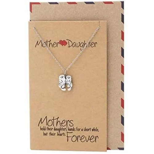 Quan Jewelry Mother and Daughter Otter Necklace, Gifts for Mom, Mothers Day, with Inspirational Quotes