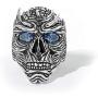 Demon Skull Ring for Men, Cool Devil Ring Halloween Biker, Gothic Blue Eye Skull Ring, Alien Skull Cocktail Party Ring, Vintage Punk Jewelry Gift for Men Boys