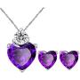 Uloveido Red Crystal Heart Necklace and Earrings Wedding Jewelry Set for Women Girls BME53