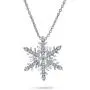 Holiday Party Frozen Winter Christmas Crystal White Snowflake Pendant Necklace Earring Jewelry Set for Women for Teen Silver Plated