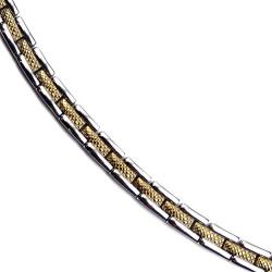 Accents Kingdom Mens Two Tone Titanium Magnetic Power Golf Necklace T4