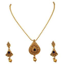 Caratyogi Beautiful Necklace Pendant Set 18K Gold Plated Cubiz Zirconia Embellished with Long Chain and Earrings Exclusive Traditional Collection Jewellery for Women