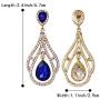 BriLove Womens Wedding Bridal Crystal Peacock Feather Shape Teardrop Chandelier Dangle Earrings