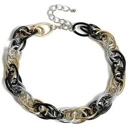 Ingemark Statement Chunky Rope Chain Choker Necklace for Women Girls Unisex Hip Hop Punk Multi Layer Twist Chain Link Necklace