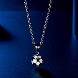 IFUAQZ Unisex Stainless Steel Soccer Ball Pendant Free Link Chain Necklace Football Jewelry for Men Boys
