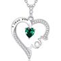 Sterling Silver I Lov You Mom Necklace Birthstones Emerald Pearl Citrine Pink Tourmaline Jewelry for Mom Mothers Day