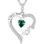 Sterling Silver I Lov You Mom Necklace Birthstones Emerald Pearl Citrine Pink Tourmaline Jewelry for Mom Mothers Day Sterling Silver I Lov You Mom Necklace Birthstones Emerald Pearl Citrine Pink Tourmaline Jewelry for Mom Mothers Day