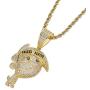 Moca Jewelry Hip Hop Iced Out Bling Timmy Pendent 18K Gold Plated Chain Necklace for Men Women