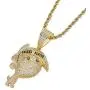 Moca Jewelry Hip Hop Iced Out Bling Timmy Pendent 18K Gold Plated Chain Necklace for Men Women