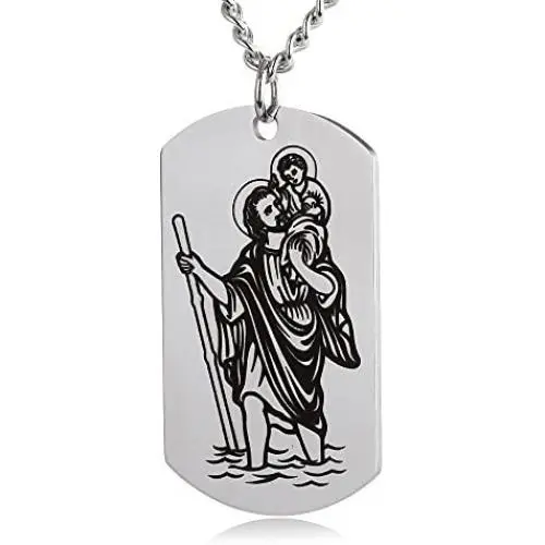 ZJFHTD St Christopher Saint Michael Archangel Dog Tag Necklace Protect Us Religious Travelers Prayer-C13 ZJFHTD St Christopher Saint Michael Archangel Dog Tag Necklace Protect Us Religious Travelers Prayer-C13