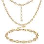 18K Gold Chain Necklace for Women Dainty Paperclip link Chunky Chain Choker Bracelet Necklace Set Best Valentines Day Mothers Day Jewelry Gift for Mom Men Women Girls Wife Girlfriend Her